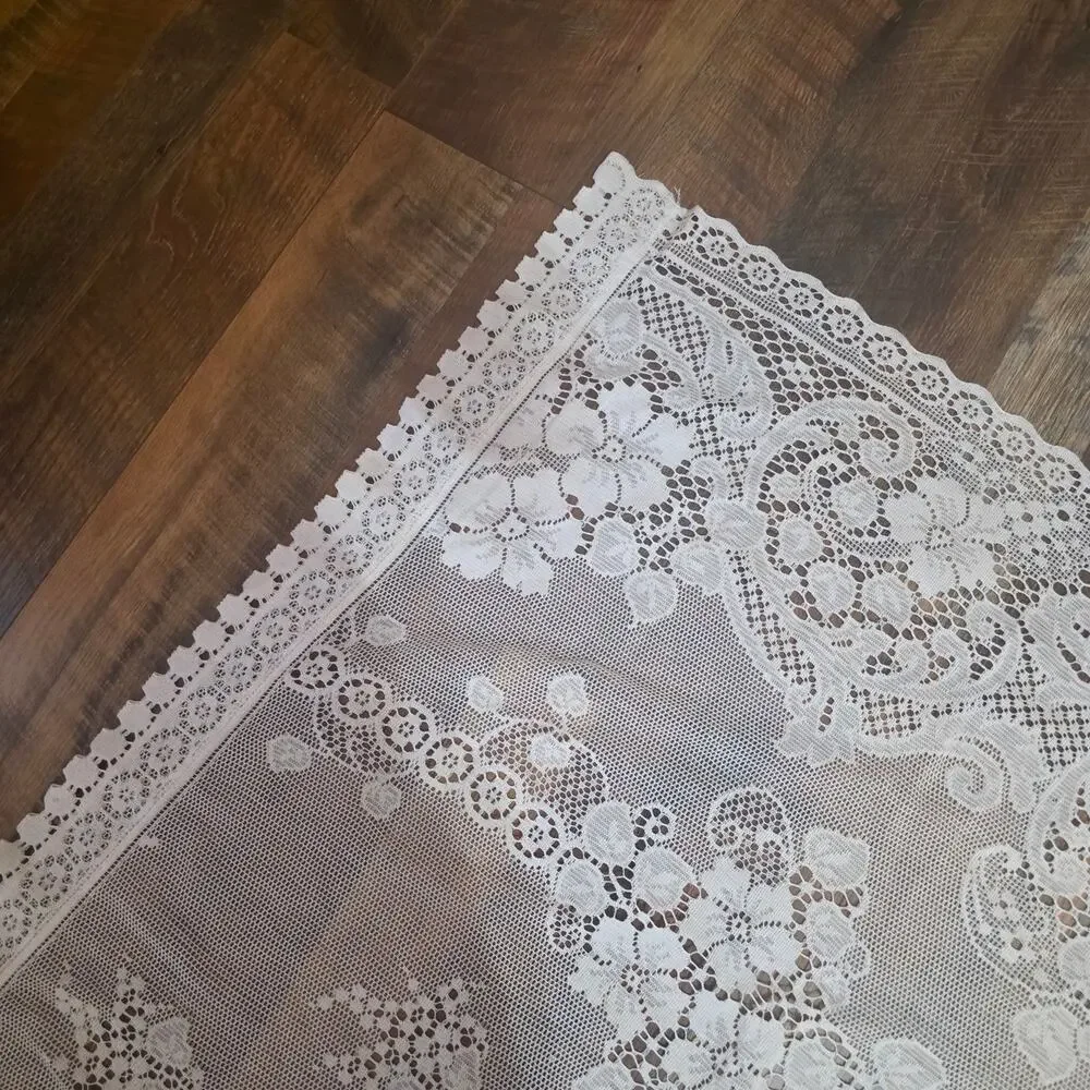 Vintage White Floral Lace Curtain Panel 55 x 77